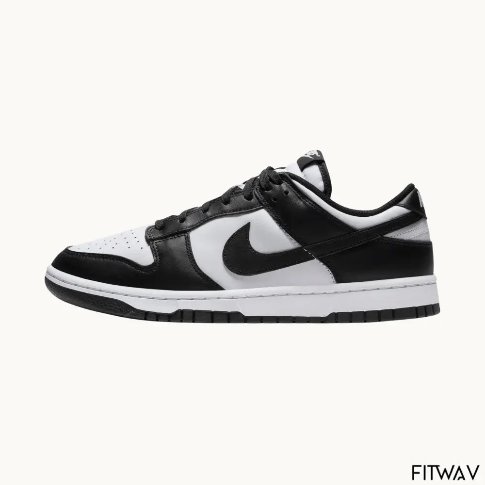 Tênis NK Dunk Low Retro Panda nas cores preto e branco com design clássico e sola em borracha – FitWav